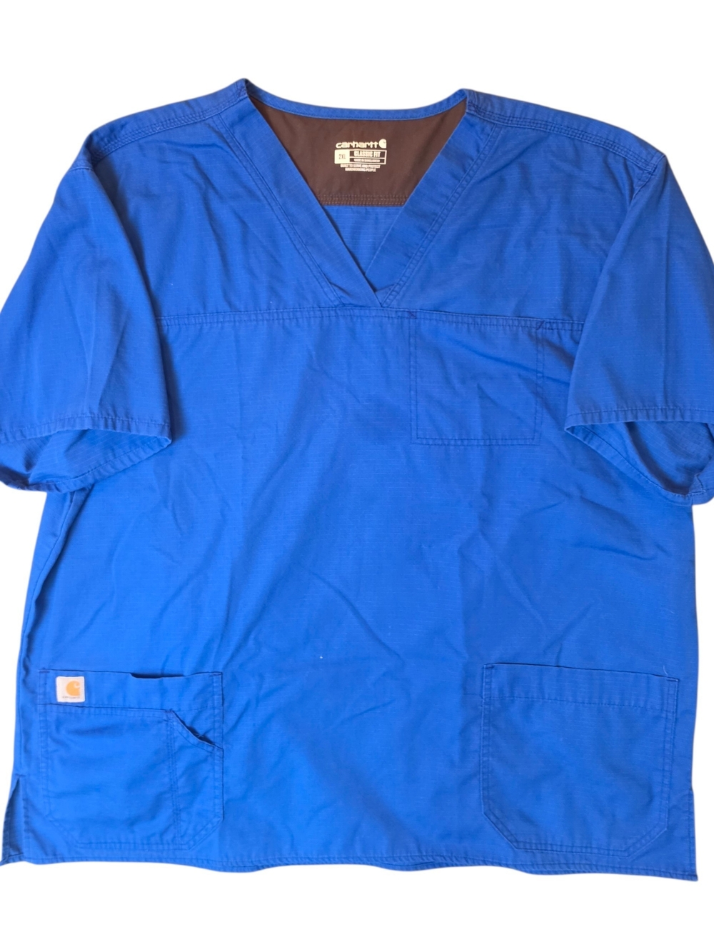 Carhartt Scrub Top 2XL Blue Men's V-Neck Streetwear Durable Comfort Travel